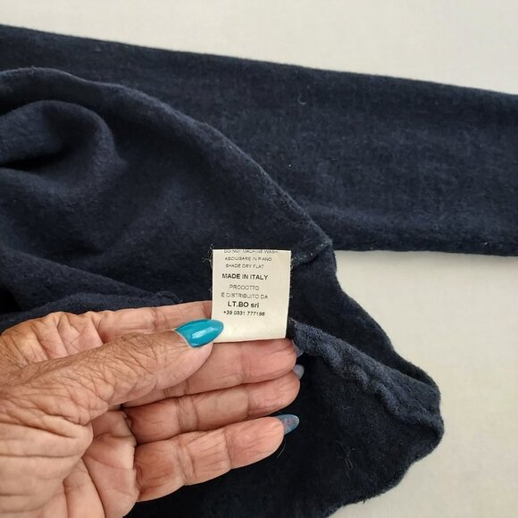 WHYCI Milano Lana Wool Blend Cowl Neck Navy Blue Pullover Sweater Size 12 - Picture 10 of 10